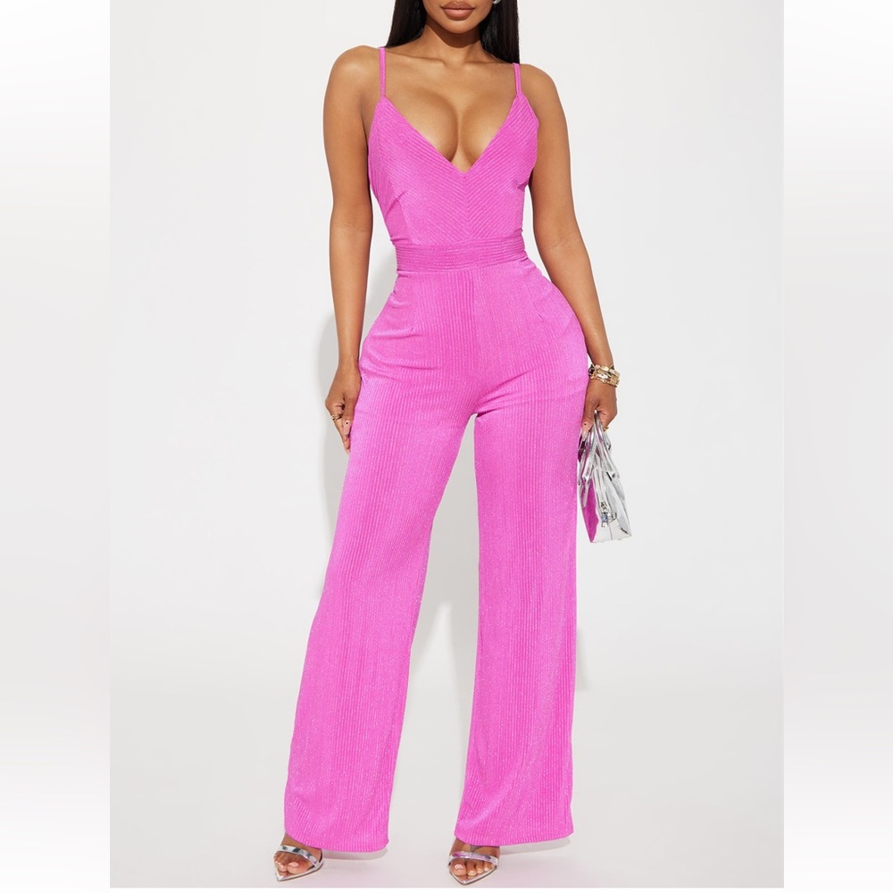 NWT- Fantasy sparkle jumpsuit - Hot Pink